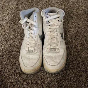 White High-Top Sneakers with Silver Accents